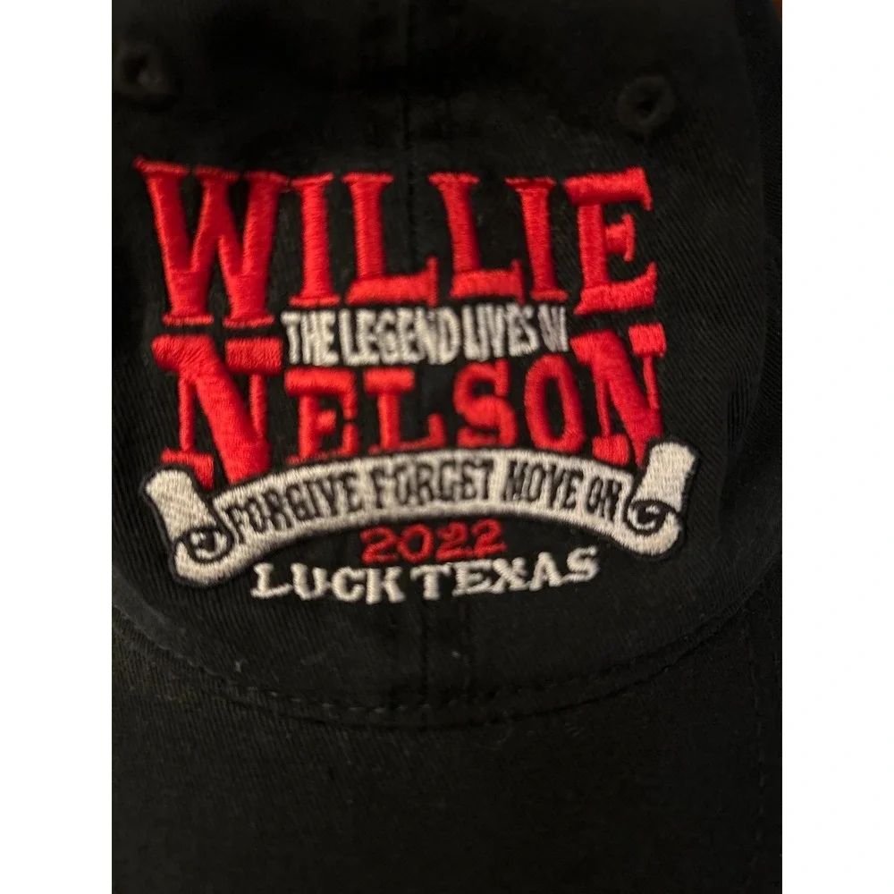 Willie Nelson Luck Texas 2022 Tour Hat Black Embroidered Otto Cap Baseball Hat